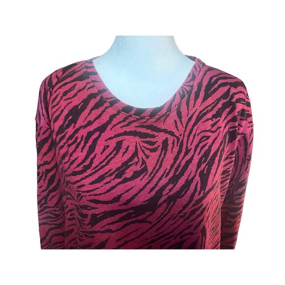 Sundry Womens Red Stonewash Animal Zebra Print Pullover Sweatshirt, Size 0 (XS) - Picture 2 of 8